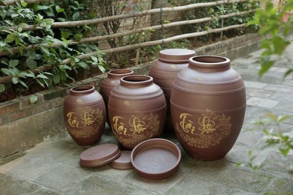 Chum sành ngâm rượu gốm bát tràng nắp bằng 10 lít